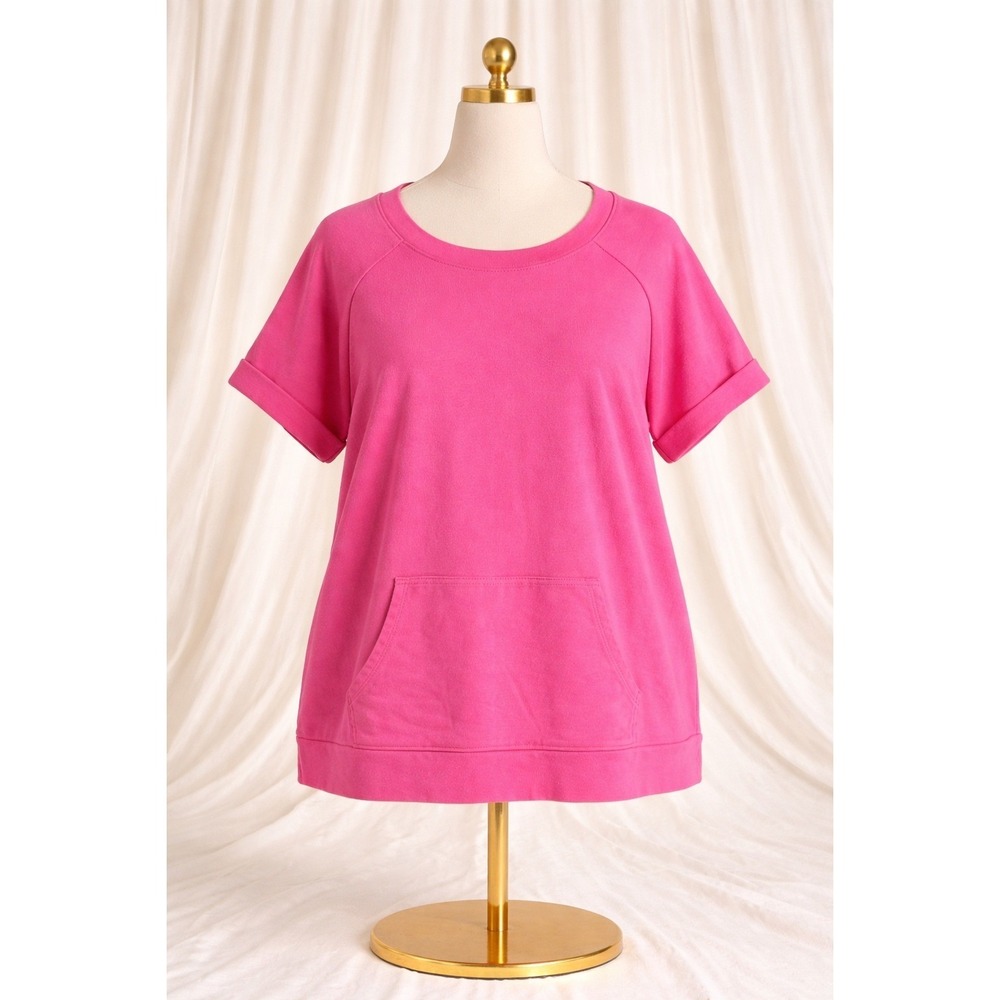 Belle‎ by Kim Gravel Neon French Terry Short Sleeve Sweatshirt Pocket Size 1X